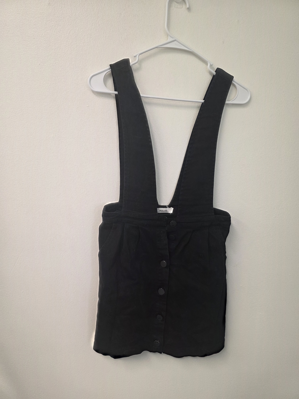 Mod Ref Black Button-Front Suspender Mini Top